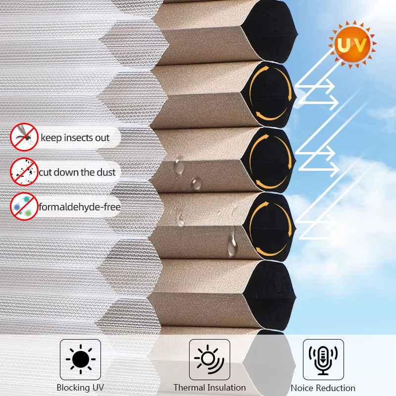 100% Blackout Blind Screen Dual Cellular Shade Honeycomb Blinds for Sliding Door Blinds Insect Prevention Screen Cellular Shade