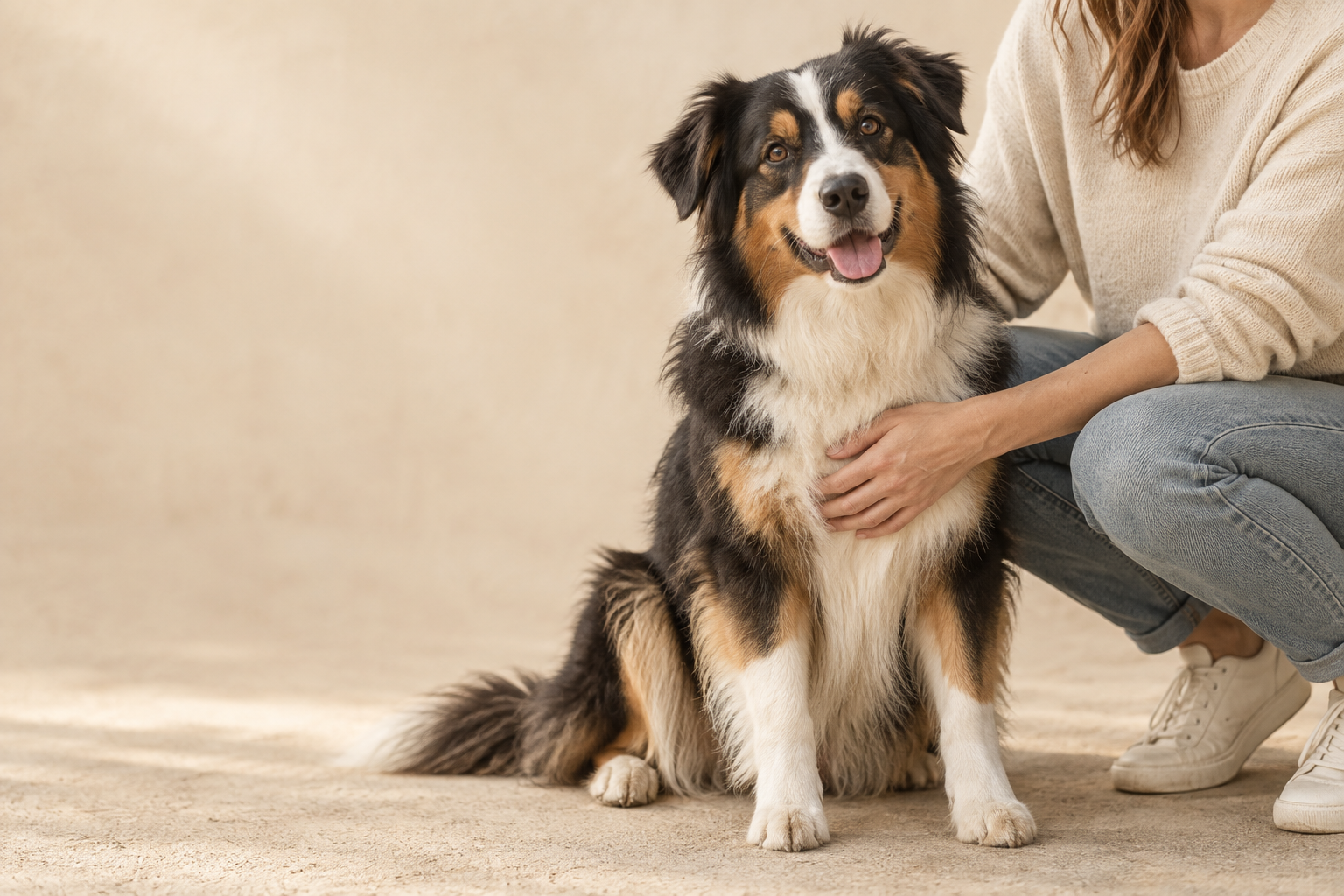 Hund und Mensch in warmer Umgebung – generierte Lifestyle-Visualisierung